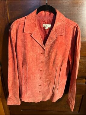 Vintage Dusty Watermelon Button-Front Suede Shirt/Top for Women